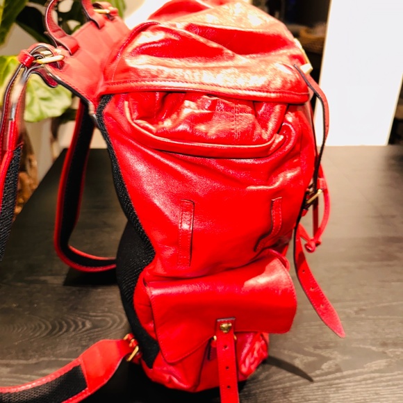 GUCCI 526908 GG Marmont Liber Taiga Cat Head Backpack Leather Red main image 11